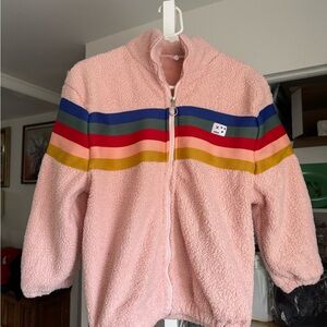 NWOT! Girls Pink Fleece Jacket with Colorful Stripes size: 8/10